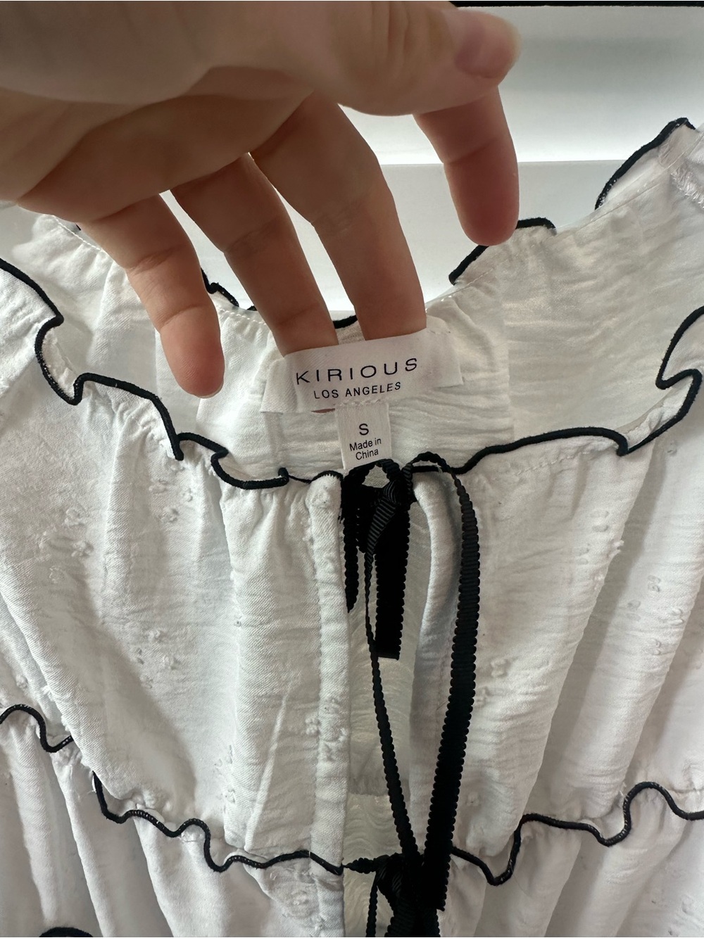 iris White Ruffle Tie-Front Camisole with Black Trim - Picture 3 of 3